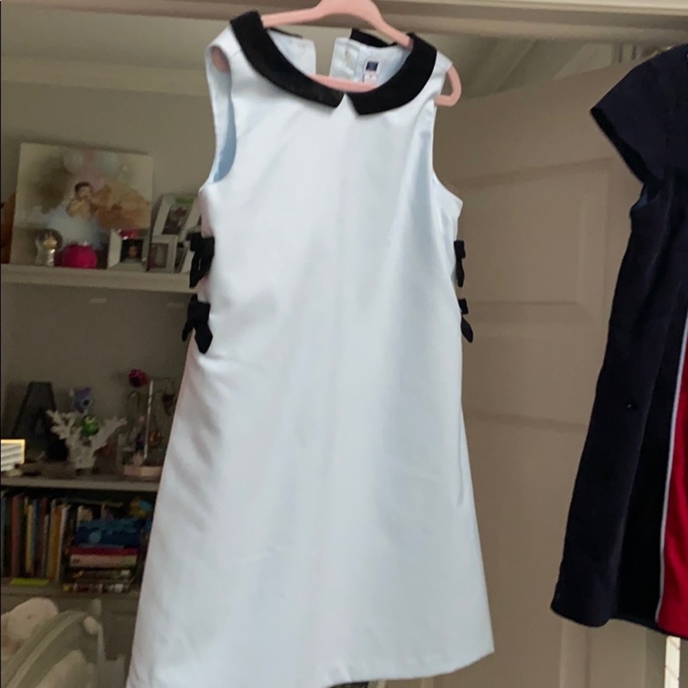 Baby blue winter dress with velvet collar t